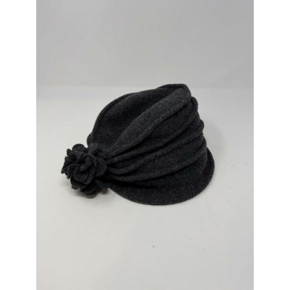 Scala Women's Boiled Wool Cloche with Rosettes Charcoal One Size - Picture 6 of 8
